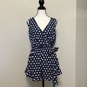 Peach Love California Navy and White Star Romper